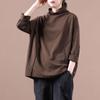 Nova primavera e outono novo plus size feminino 200 jin solto semi-alto pescoço base camisa camiseta top moderno