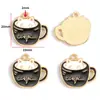 Acessórios de Joia de Liga para Pingente de Óleo DIY Gato Preto e Branco Gatinho Pingente para Pulseira Colar Brincos Pingente W478