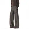 Pantalones de pata de gallo estilo Old Money con corte A para hombre, Chaleco acolchado de pareja para primavera y otoño, Pantalones casuales plisados de alta costura retro con caída