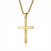 Colar Minimalista Europeu e Americano com Pingente de Cruz Vazada para Homens Hip-Hop Personalidade Aço Inoxidável Joia de Casal Corrente para Suéter para Mulheres