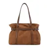 Bolsa Tote de Camurça Grande Capacidade Transfronteiriça para Mulheres, Tendência Retro Início da Primavera 2026, com Cinto, Moda, Bolsa de Ombro sob o Braço