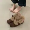 Zapatos de Mujer 2025 Otoño e Invierno para Exteriores de Tacón Alto Peludos con Aumento Oculto de Altura de 6 cm, Zapatos de Algodón Estilo Mary Jane Cálidos