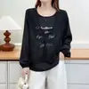 Special2026 Tallas Grandes para Mujer Otoño Nueva Moda Elegante Chaleco de Encaje con Estampado de Letras, Falso Dos Piezas 0839