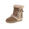 Dulce Rebelde~Botines de Nieve Cortos con Plataforma para Mujer, Botas Cálidas de Invierno con Felpa Adicional, Zapatos de Algodón con Piel del Noreste, Modernos