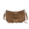 Bolso de sillín con borlas de primavera 2025, popular en su tipo, de alta gama, estilo retro mate, combinable con todo, bolso de hombro bajo el brazo.