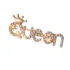 Vendedor Popular de Amazon Broche de Reina con Pedrería Completa Transfronterizo Letra Broche de Aleación Incrustado con Pedrería Broche de Lujo Ligero Accesorios para Ropa