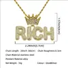 Accesorios de collar largo para hombre, estilo hip hop, corona completa de diamantes, colgante de letra, ropa de calle estilo europeo y americano