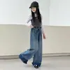 Pantalones para Niñas Otoño 2026 Nueva Moda Jeans Anchos para Niños Mayores, Pantalones Largos Casuales Modernos