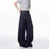 Jeans de perna larga estilo retro americano para homens, marca da moda, novo, solto, com bom caimento, reto, casual, calças de varrer o chão