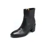 Botas de cuero de vaca de primera capa color cepillado para mujer zapatos de vestir otoño e invierno nuevos cremallera lateral de cuero genuino tacón grueso de cuero genuino botas cortas de tacón grueso botas de mujer
