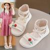 Sandálias Infantis 2026 Nova Moda Sapatos Planos de Princesa para Crianças Maiores Abertos Sandálias Romanas Infantis Estilosas