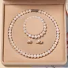 Collar de Perlas de Agua Dulce Naturales de Zhuji para Mujer Conjunto de Perlas Auténticas Cadena para Clavícula Regalo para Mamá Día de la Madre Venta al por Mayor