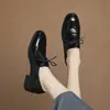 Hermoso rojo angola ~ Zapatos de vestir franceses para mujer, primavera y otoño, tacón grueso, tacón medio, para ir al trabajo, zapatos pequeños de cuero, cuero suave, pie pequeño 3.5cm