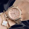 Reloj de moda para mujer, reloj de mano rápido, suministro en vivo, reloj decorativo de tres ojos, famoso reloj de diamantes de oro.