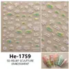 Redanco5D Embutido Ins Celebridade da Internet Desenho Animado Adesivos de Unha Folha de Lótus Flor de Lótus Adesivos 3D para Unhas He1759