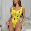 Lencería sexy anime bidimensional europeo y americano cs traje de baño de una pieza sexy libre fuera del trabajo boca rosa cara sonriente Pikachu