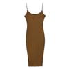 Vestido de Tirantes Básico Elástico de Color Puro Nuevo Europeo y Americano de Verano 2024 Cubre Caderas Sexy con Abertura Midi