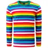 Sudaderas a Rayas de Contraste de Color Clásico 2025 para Hombre Manga Larga Impresión 3D Color Diario Casual Cuello Redondo Camisa