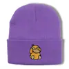 Gorro de Lana Tejido Bordado de Pato Nuevo de Dibujos Animados Transfronterizo para Hombres y Mujeres en Otoño e Invierno Caliente para Exteriores de Moda Versátil Gorro Frío de Poner