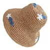 Sombrero de Paja Plegable de Playa de Verano con Diseño Floral, Dulce Sombrero de Paja para Mujer, Sombrero Japonés con Protección Solar para Salidas