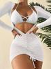 2025 Nuevo Bikini de Tres Piezas Europeo y Americano con Tirantes de Cuerda Falda Larga de Gasa Traje de Baño Bikini Bikini Exportación Transfronteriza