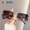 Nueva Llegada Gafas de Sol de Moda Sin Montura para Mujer Verano Conducción Protección Solar Protección UV Popular en Internet Adelgazantes para Rostro Grande Gafas de Sol de Moda