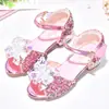Zapatos de Princesa para Niñas Sandalias Zapatos de Cristal para Desfile Vestido Zapatos de Tacón Alto de Verano para Niños Zapatos de Modelo para Niños Zapatos para Desfile