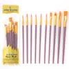 Atacado de fábrica dez terno de pincel de lã de nylon haste de plástico pincel de óleo pincel de arte caneta para pintura a óleo aquarela guache