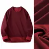 Camiseta de Manga Larga para Hombre de Terciopelo Zorro Plateado de 420g, Top Engrosado con Forro Polar, Cuello Redondo, Camiseta Base, Ropa Interior Térmica de Color Sólido para Otoño e Invierno