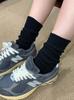 Calcetines de Punto de Hilo Grueso para Principios de Otoño para Mujer Estilo Japonés Calcetines de Media Caña Algodón Absorbente de Sudor Deportivos Calcetines de Moda Aguja Gruesa Color Puro Calle Pareja Masculina