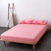 Sábana Bajera Ajustable de Algodón Lavado a Cuadros Estilo Japonés Muji Color Sólido Algodón Puro Sábana Simple