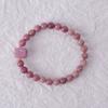 Pulseira de pedra rosa natural de 6 mm com círculo único, acessórios de moda em formato correspondente, estilo chinês, barraca de brincadeira cultural, estilo templo