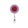 En stock color girasol con incrustaciones de diamantes fieltro retráctil hebilla de fácil extracción giratorio girasol margarita clip para insignia de fácil extracción