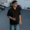 Estilo de rua americano simples algodão puro manga curta masculino verão moderno modelagem solta resistente Polo shirt versátil