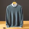 Suéter de Cachemira Baicai de Terciopelo con Cuello Redondo Bajo para Hombre, Jersey de Punto Casual de Negocios, Capa Base de Punto, Suéter Nuevo de Lana Otoño Invierno