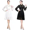 Vestido otoñal nuevo transfronterizo de estilo francés con cuello mao, intrincados detalles de encaje y una silueta ajustada