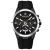 Reloj deportivo de cuarzo multifuncional para hombre con correa de silicona hipoalergénica, tres subesferas y seis manecillas, pantalla de 24 horas para hombre