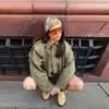 Em estoque 2026 AliExpress transfronteiriço moda feminina europeia e americana jaqueta aviador com mangas morcego, top casual com zíper para mulheres