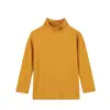 Camiseta básica de terciopelo cepillado con cuello medio para niños y niñas, primavera y otoño, suéter básico de manga larga, cuello semialto, todo a juego