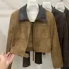 Nueva Chaqueta de Cuero Casual Versátil Estilo Coreano con Solapa y Cremallera para Mujeres Menudas, Prenda Exterior de Moda, Otoño 2026
