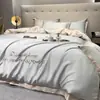 Conjunto de quatro peças de seda gelada de verão, capa de edredom luxuosa para lavagem de verão, lençol para dormitório estudantil, roupa de cama de três peças