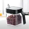 Pote de Vidro Resistente ao Calor para Temperos, Pote de Sal, Frasco de Tempero com Alça, Conjunto de Potes para Temperos com Colher, Caixa de Temperos Selada à Prova de Umidade