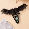 Talla Grande Ropa Interior Sexy Popular en Internet Super Grande Perla Nocturna Tanga Sexy Encaje Abertura en la Entrepierna Masajeador de Perlas Gratis Pantalones T