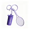 Botella de Agua Deportiva Fitness Linda y Creativa Llavero Colgante Raqueta de Tenis Dopamina Llavero para Mochila de Hombres y Mujeres Regalo