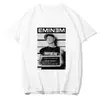 Camiseta Impresa del Rapero Eminem Moda Retro Casual Camiseta de Manga Corta con Cuello de Marinero para Mujer