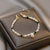 Pulsera Elegante Retro de Doble Capa de Perlas de Agua Dulce para Mujer Diseño Joyería Pulsera para Niñas Joyería de Cristal Esmeralda