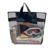 Bolsa de malla para playa, plegable, transpirable, organizador de artículos de aseo de gran capacidad, bolsa de almacenamiento transparente portátil para viajes