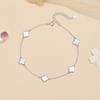 Nuevo Tobillera de Cuatro Hojas de la Suerte de Cinco Flores Benditas Estilo Chino para Mujer Plata de Ley S925 Lujo Ligero Fritillaria Blanca Regalo de Vacaciones de Navidad