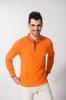 Compra em grupo no atacado em estoque ingresso adicional bordado logo impressão foto algodão 80 mercerizado laranja manga longa lapela camisa polo