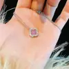 Novo Colar Fashion de Zircônia de Trevo de Quatro Folhas, Pingente Versátil Exquisito de Nicho de Luxo Leve, Corrente de Clavícula de Alta Qualidade, Acessórios Estilo Coreano